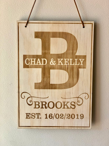 Personalised Wooden Family Name Plaque