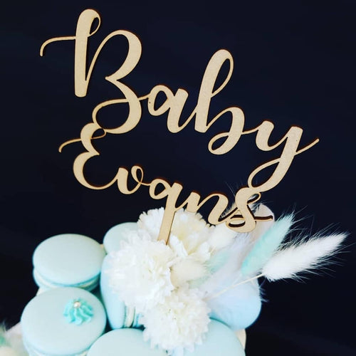 Personalised Baby + Surname Cake Topper
